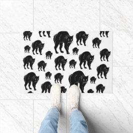 ハロウィーンプロウリングブラックキャットシルエットスケッチ ドアマット