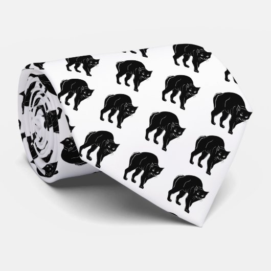 ハロウィーンプロウリングブラックキャットシルエットスケッチ ネクタイ (ロール)