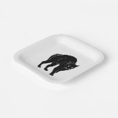 ハロウィーンプロウリングブラックキャットシルエットスケッチ ペーパープレート (傾斜あり)