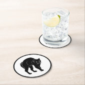 ハロウィーンプロウリングブラックキャットシルエットスケッチ ラウンドペーパーコースター (インサイチュ)
