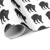 ハロウィーンプロウリングブラックキャットシルエットスケッチ ラッピングペーパー (ロールコーナー)