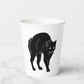 ハロウィーンプロウリングブラックキャットシルエットスケッチ 紙コップ (裏面)