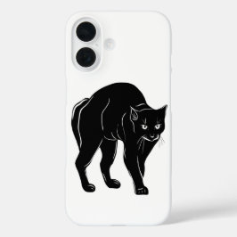 ハロウィーンプロウリングブラックキャットシルエットスケッチ iPhone 16ケース