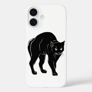 ハロウィーンプロウリングブラックキャットシルエットスケッチ iPhone 16ケース