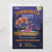 ハロウィーンプールサマーウィン誕生日 招待状 (正面)