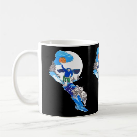 ハロウィーンヘッドレスドッグミュッシャー コーヒーマグカップ (左)