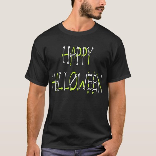 ハロウィーンヘビとボーン文字 Tシャツ (正面)