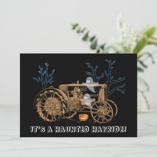 ハロウィーンヘ幽霊のよく出るイライドファームトラクタ幽霊たち 招待状 (スタンド正面)