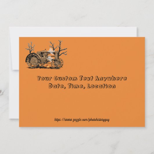 ハロウィーンヘ幽霊のよく出るイライドファームトラクタ幽霊たち 招待状 (裏面)