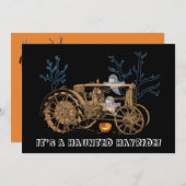 ハロウィーンヘ幽霊のよく出るイライドファームトラクタ幽霊たち 招待状 (正面/裏面)