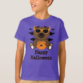 ハロウィーンベアパンプキンカッコいいかわいいパーソナライズ Tシャツ (正面)
