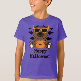 ハロウィーンベアパンプキンカッコいいかわいいパーソナライズ Tシャツ