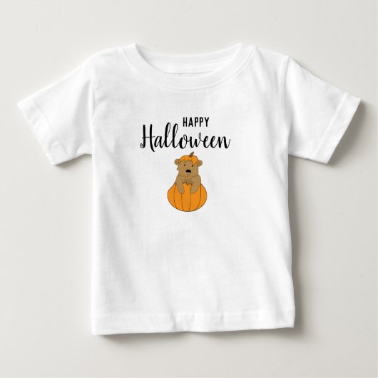 ハロウィーンベアーパンプキンキッド ベビーTシャツ (正面)