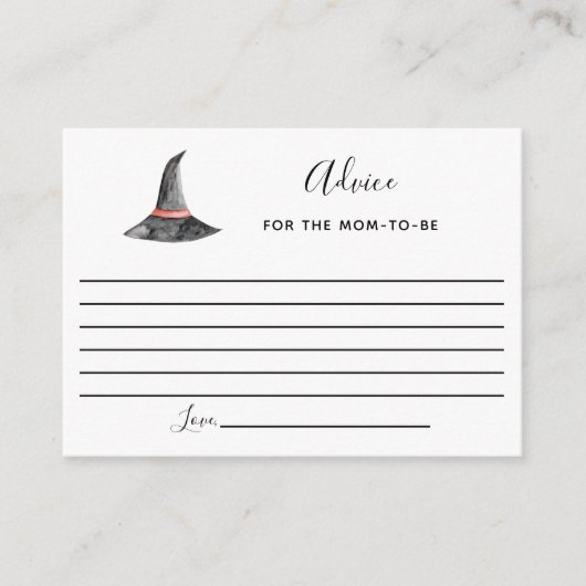 ハロウィーンベイビーシャワーアドバイスウィッチズハットかわいい秋 アドバイスカード (正面)
