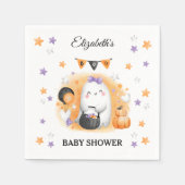 ハロウィーンベイビーシャワーガールキュート幽霊オレンジ スタンダードカクテルナプキン (正面)