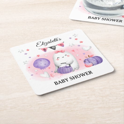 ハロウィーンベイビーシャワーガールキュート紙コースター スクエアペーパーコースター (アングル)