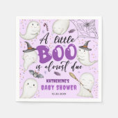 ハロウィーンベイビーシャワーガールパープルリトルブー幽霊 スタンダードカクテルナプキン (正面)