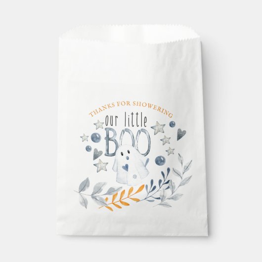 ハロウィーンベイビーシャワー私たちの小さなブーかわいい幽霊 フェイバーバッグ (正面)