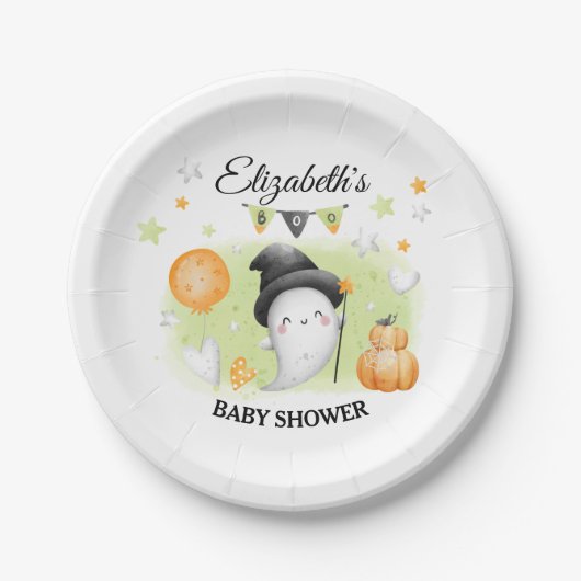 ハロウィーンベイビーシャワー紙プレート少しブー ペーパープレート (正面)