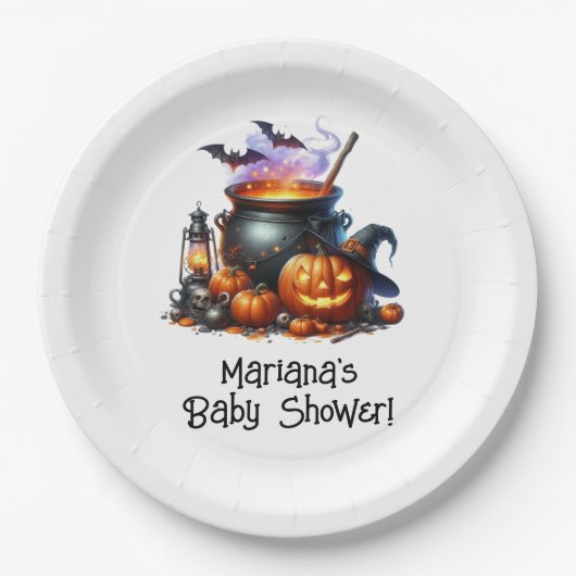 ハロウィーンベビーが赤ちゃんシャワーを醸造 ペーパープレート (正面)