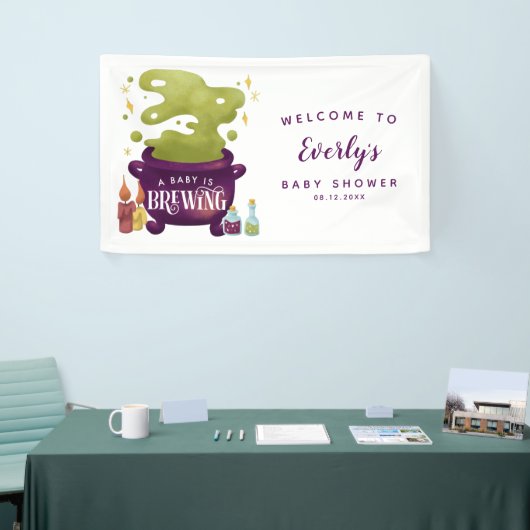 ハロウィーンベビーが醸造シャワーへようこそ 横断幕 (トレードショー)