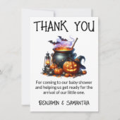 ハロウィーンベビーは醸造シャワーサンキューカード 招待状 (正面)