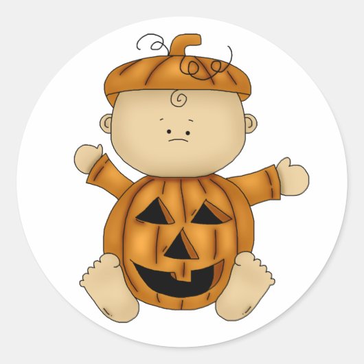 ハロウィーンベビーカボチャ ラウンドシール (正面)