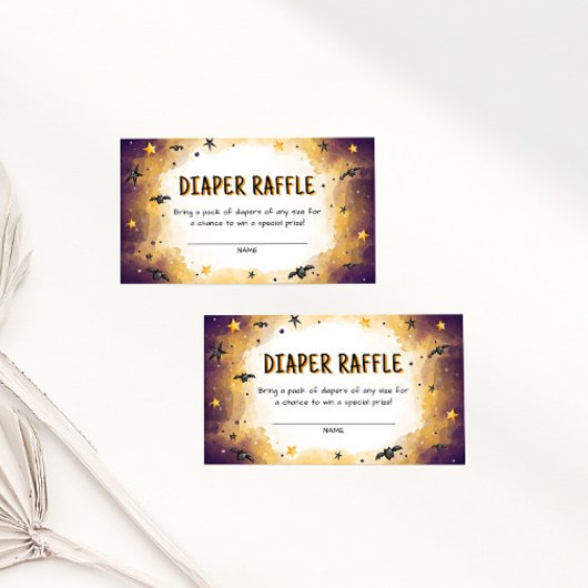 ハロウィーンベビーシャワーおむつラッフルチケット エンクロージャーカード