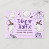 ハロウィーンベビーシャワーガールパープルオムツラッフル エンクロージャーカード (正面)