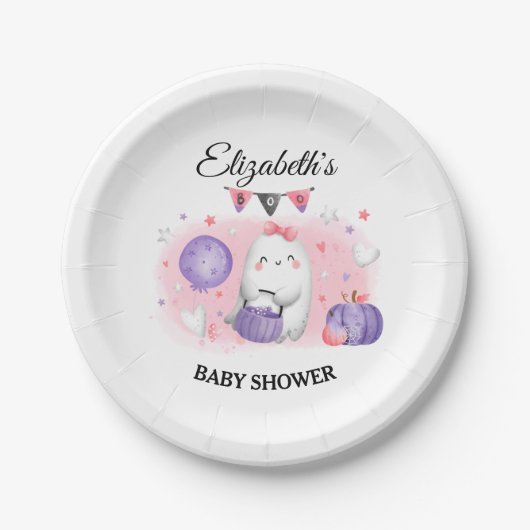 ハロウィーンベビーシャワーガール紙プレート ペーパープレート (正面)