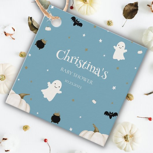 ハロウィーンベビーシャワーパステルブルー フェイバータグ