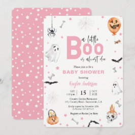 ハロウィーンベビーシャワーピンク幽霊の女の子の招待 招待状