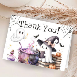 ハロウィーンベビーシャワーピンク折り畳みサンキューカード サンキューカード