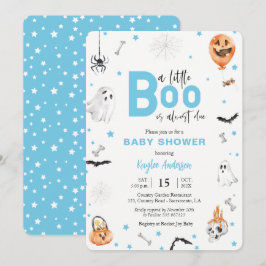 ハロウィーンベビーシャワーブルー幽霊ボーイ招待 招待状