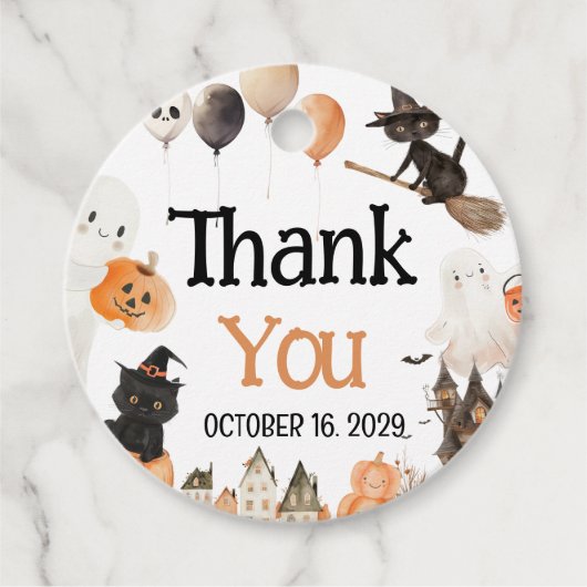 ハロウィーンベビーシャワーメッセージカード フェイバータグ (正面)