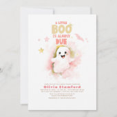 ハロウィーンベビーシャワー小さなピンクのベビーブー 招待状 (正面)