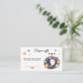 ハロウィーンベビーシャワー幽霊おむつラッフルカード エンクロージャーカード (スタンド正面)