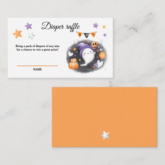 ハロウィーンベビーシャワー幽霊おむつラッフルカード エンクロージャーカード (正面/裏面)