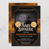 ハロウィーンベビーシャワー招待状とこうもり 招待状 (正面/裏面)