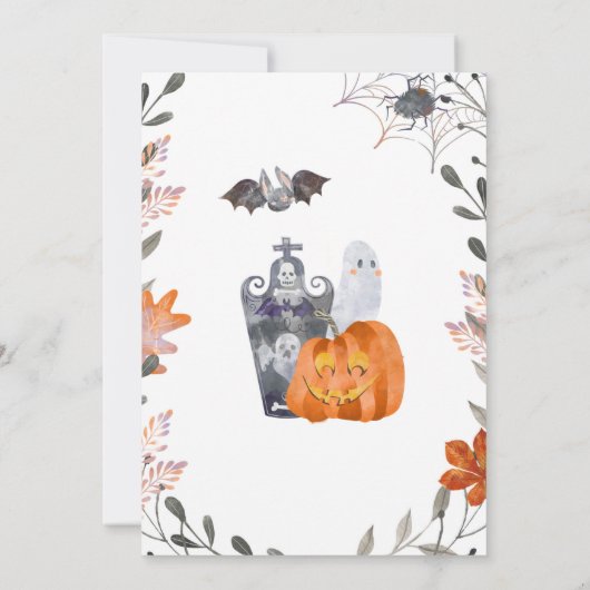 ハロウィーンベビーシャワー招待状と幽霊 招待状 (裏面)