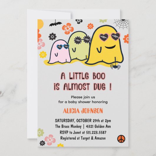 ハロウィーンベビーシャワー招待状ほぼ期限 招待状 (正面)