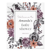 ハロウィーンベビーシャワー、ウェルカムサイン不気味フローラ フォトプリント            (正面)