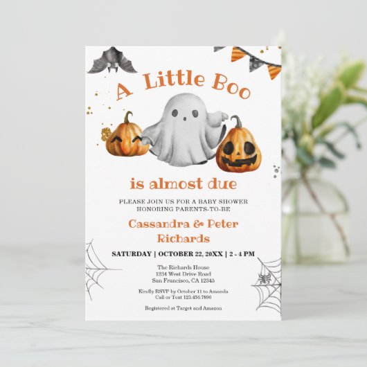 ハロウィーンベビーブベビーシャワー男女兼用 招待状 (スタンド正面)