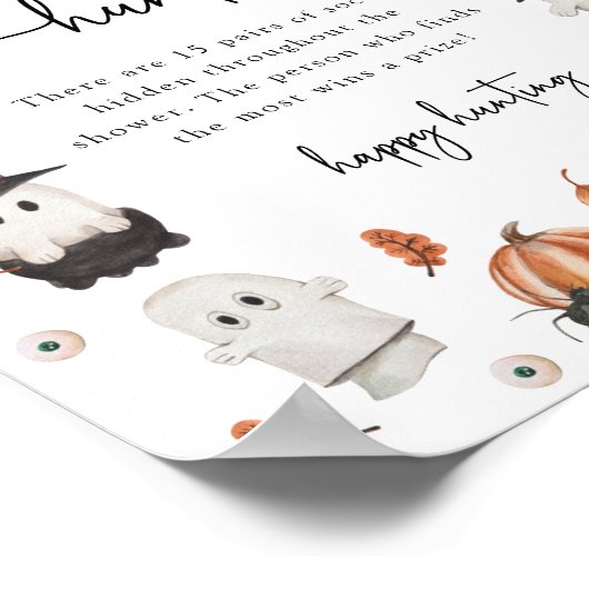 ハロウィーンベビー靴下狩りゲームサイン ポスター (角)