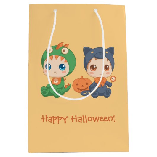 ハロウィーンベビー黒猫ドラゴンの衣装 ミディアムペーパーバッグ (正面)