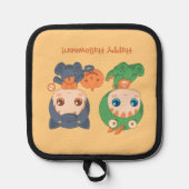 ハロウィーンベビー黒猫ドラゴンの衣装 鍋敷き (正面)