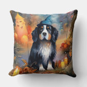 ハロウィーンベルネーズマウンテンとカボチャ怖 クッション (正面)