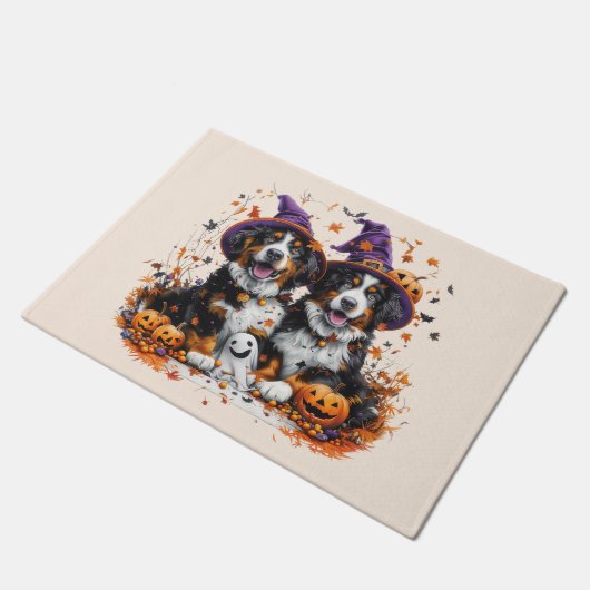 ハロウィーンベルネーズマウンテンドッグスウィッチ幽霊 ドアマット (アングル)