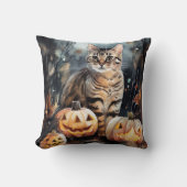 ハロウィーンベンガル猫カボチャ怖 クッション (正面)