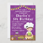 ハロウィーンベーキング誕生日ブラウンヘアボーイ招待 招待状 (正面)